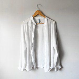 Semi Sheer Button Down Blouse